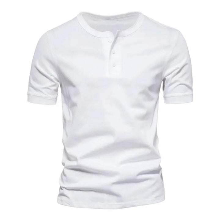 Herren Kurzarm-Henley-Shirt mit Knopfleiste aus atmungsaktiver Baumwolle Aliams