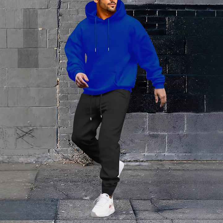 Herren Sportiver Kapuzenanzug mit verstellbarem Bund und seitlichen Taschen Aliams