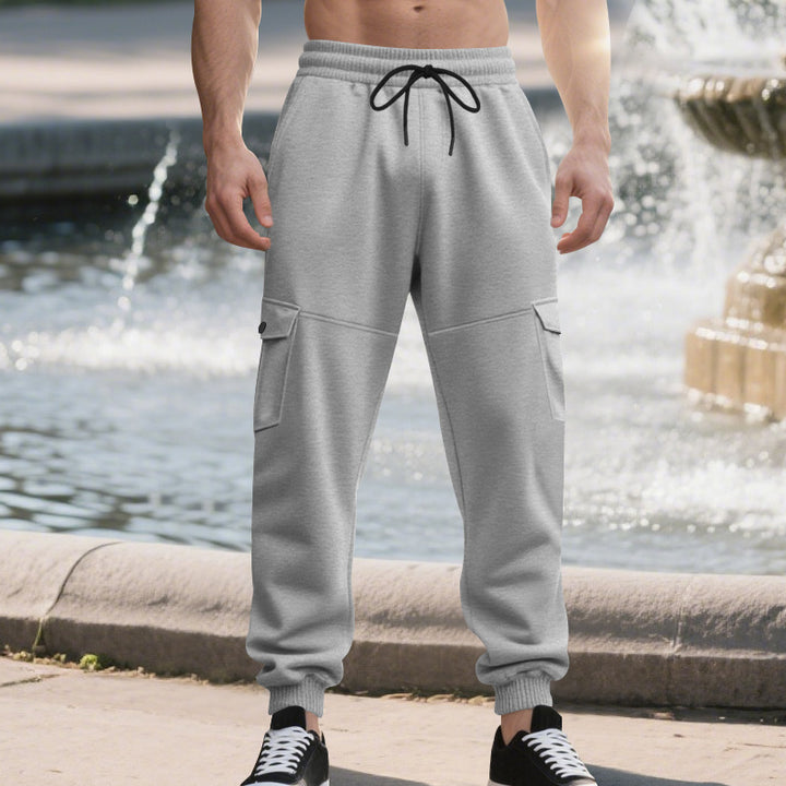 Herren Sportliche Cargo-Jogginghose mit Taschen und elastischem Bund Aliams