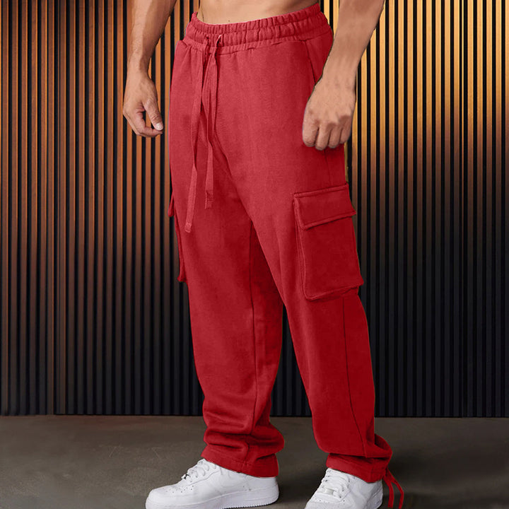 Herren entspannte Cargo-Hose mit praktischem Taschen-Design und elastischem Bund Aliams