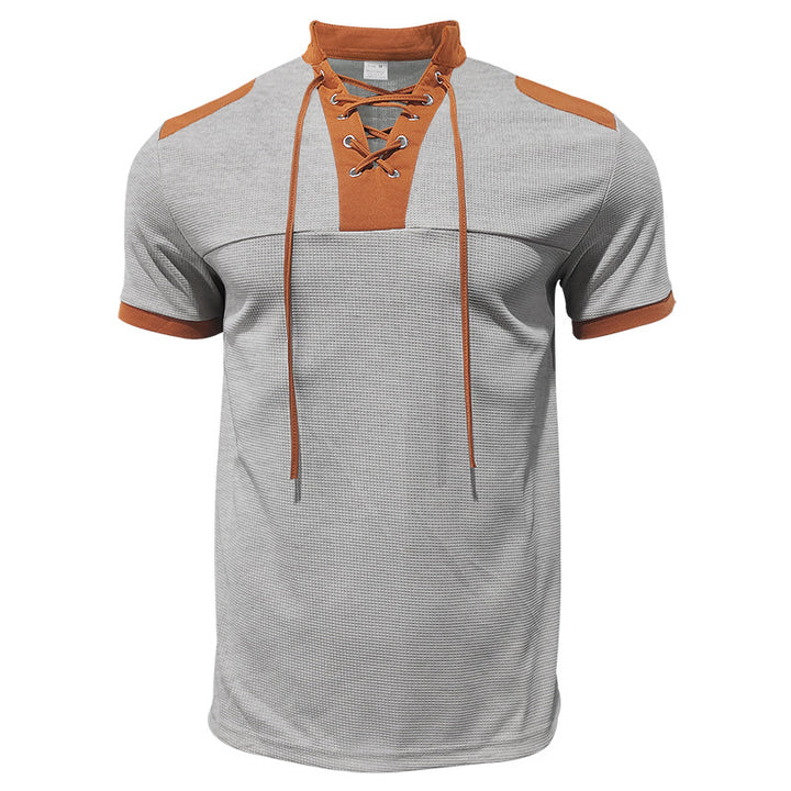 Herren sportliches Kurzarm-Shirt mit modischem Latz Aliams