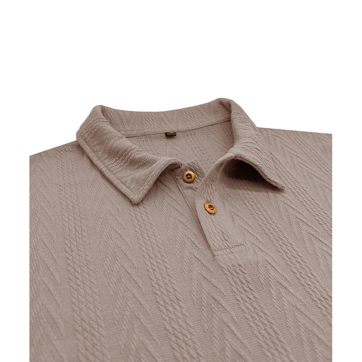 Herren Poloshirt mit strukturiertem Jacquard-Muster und modischem Kragen Aliams