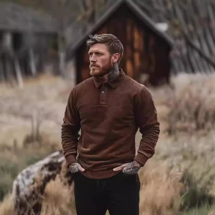 Herren Cord-Polohemd mit Knopfleiste und klassischem Kragen Aliams