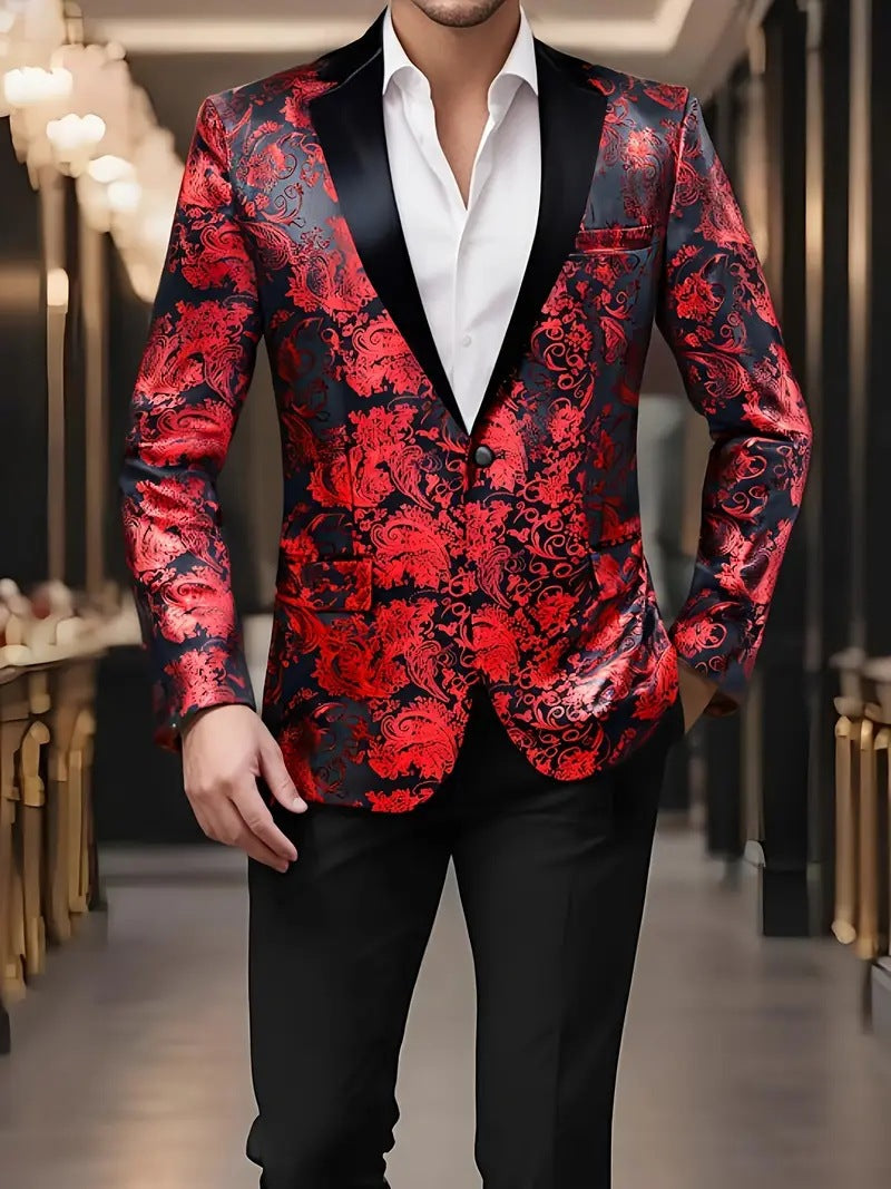 Herren extravagantes Paillettenblazer mit floralem Design Aliams