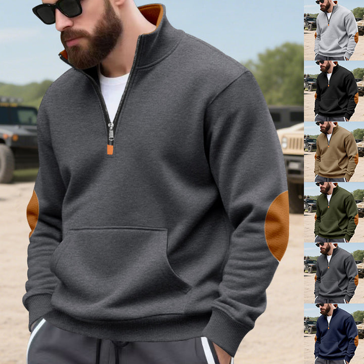 Herren hochabschließender Pullover mit praktischem Reißverschluss und Kapuzenfunktion Aliams