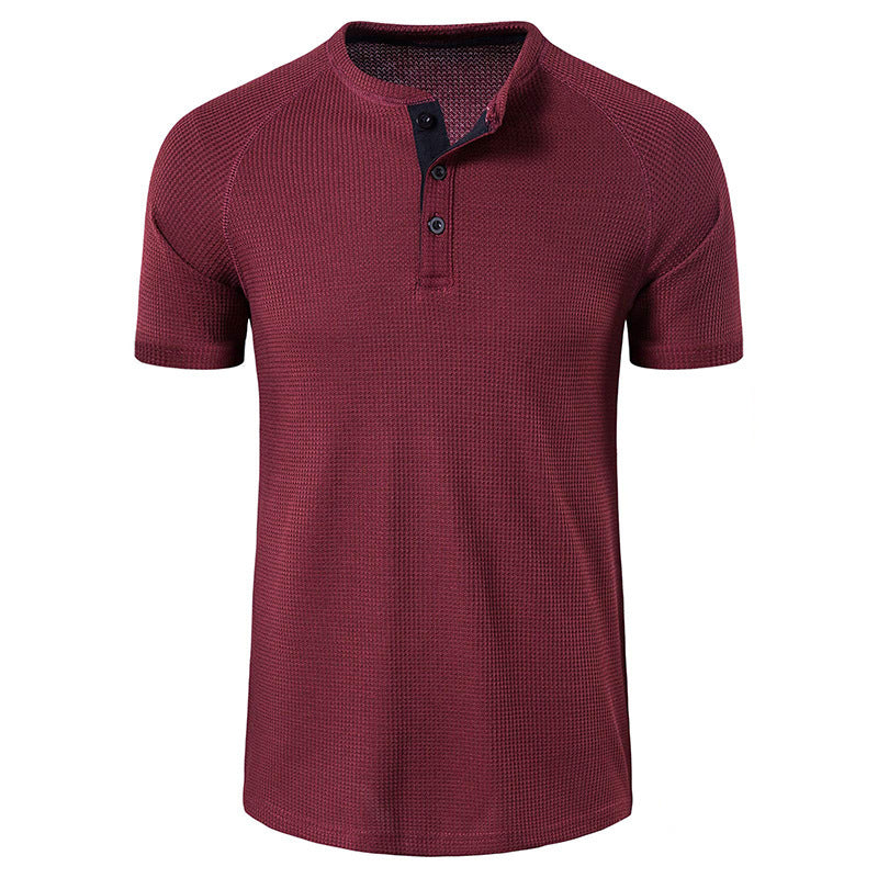 Herren Kurzarm-Henley-Shirt aus weichem, atmungsaktivem Baumwollmix mit praktischer Knopfleiste Aliams