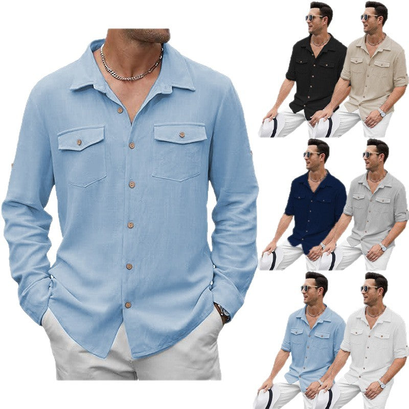 Herren klassisches Freizeithemd mit zwei Brusttaschen Aliams