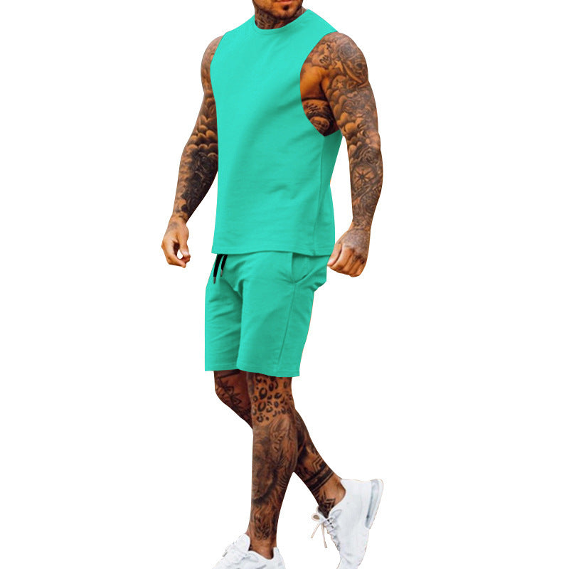 Herren sportliches Tanktop und Shorts-Set mit elastischem Bund Aliams