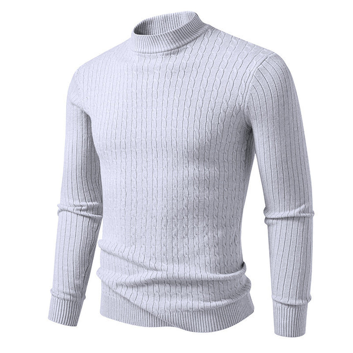Herren Rollkragenpullover mit strukturiertem Zopfmuster und bequemem Schnitt Aliams