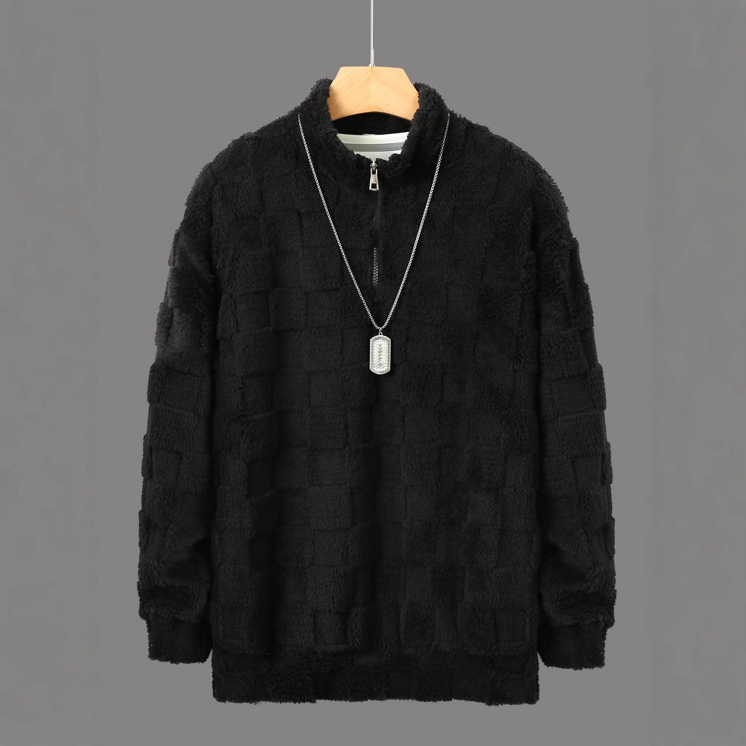 Herren Fleece-Pullover mit durchgehendem Reißverschluss und strukturiertem Design Aliams