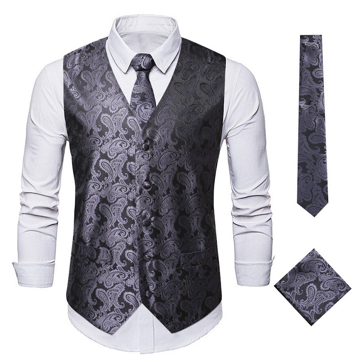 Herren elegante Anzugweste mit eleganten Paisley-Muster und passendem Zubehör Aliams