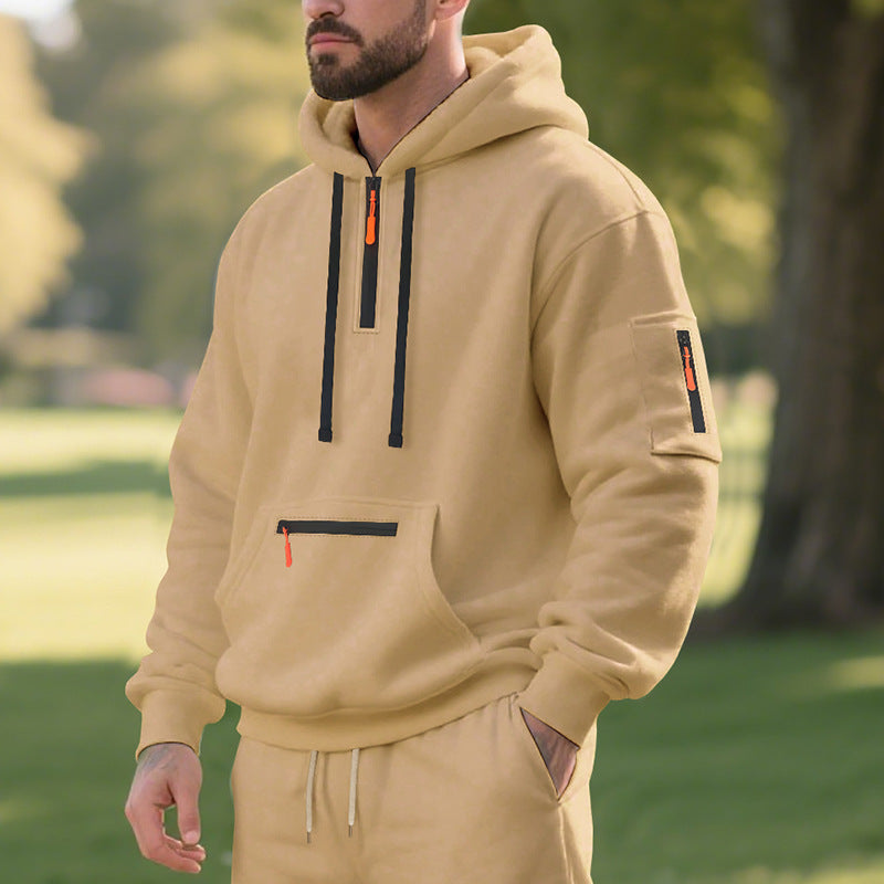 Herren Sportlicher Hoodie mit funktionalen Reißverschlusstaschen Aliams