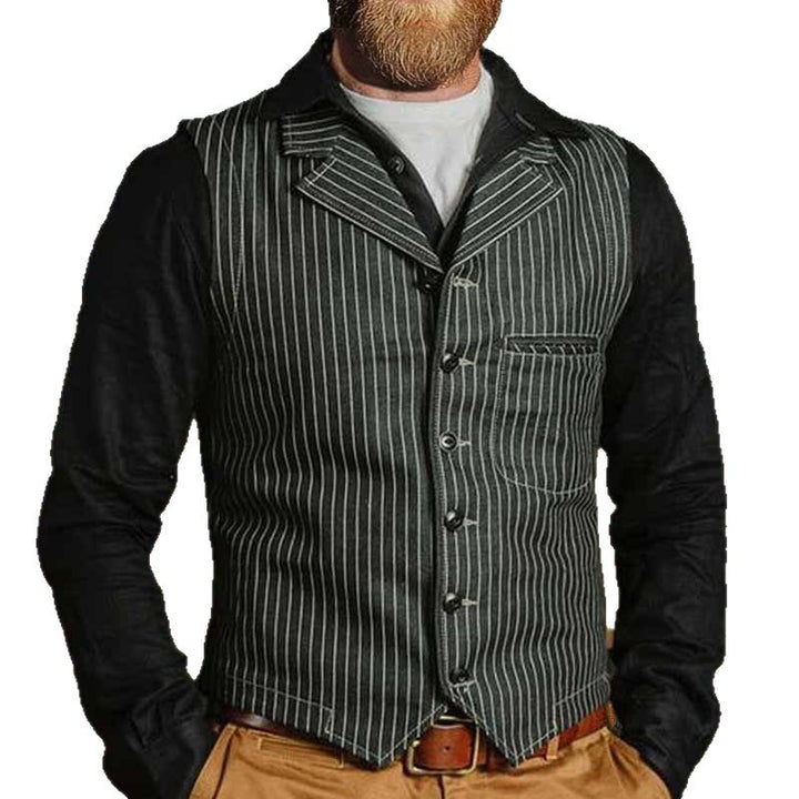 Herren elegante Weste mit Nadelstreifen und klassischem Schnitt Aliams