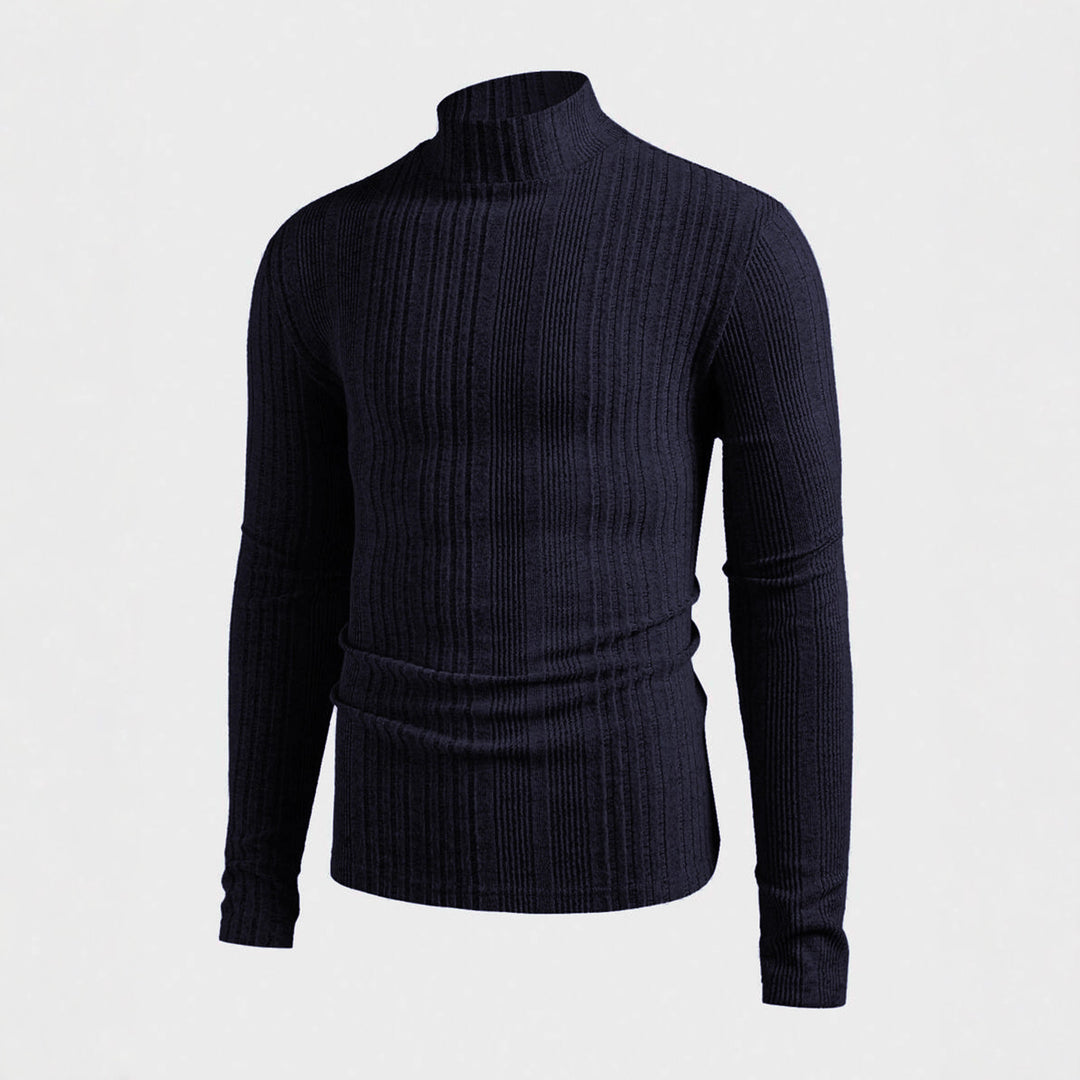 Herren Strickpullover mit hohem Kragen und Rippstruktur Aliams