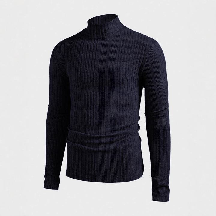 Herren Strickpullover mit hohem Kragen und Rippstruktur Aliams