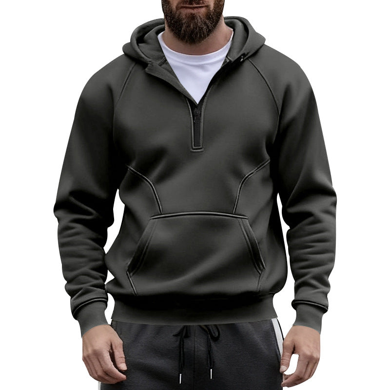 Herren Fleece Kapuzenpullover mit Reißverschluss und Kängurutasche Aliams