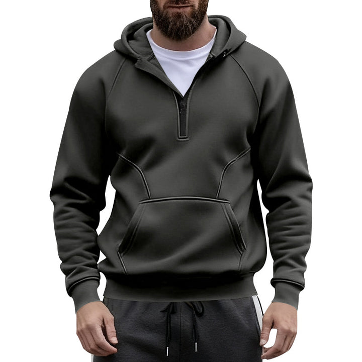 Herren Fleece Kapuzenpullover mit Reißverschluss und Kängurutasche Aliams
