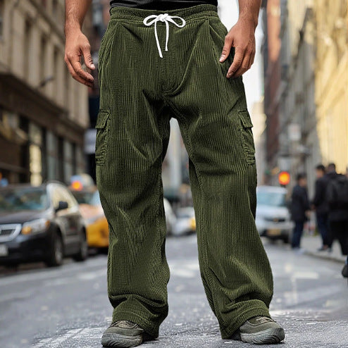 Herren Cargo-Hose mit elastischem Bund und geräumigen Taschen Aliams