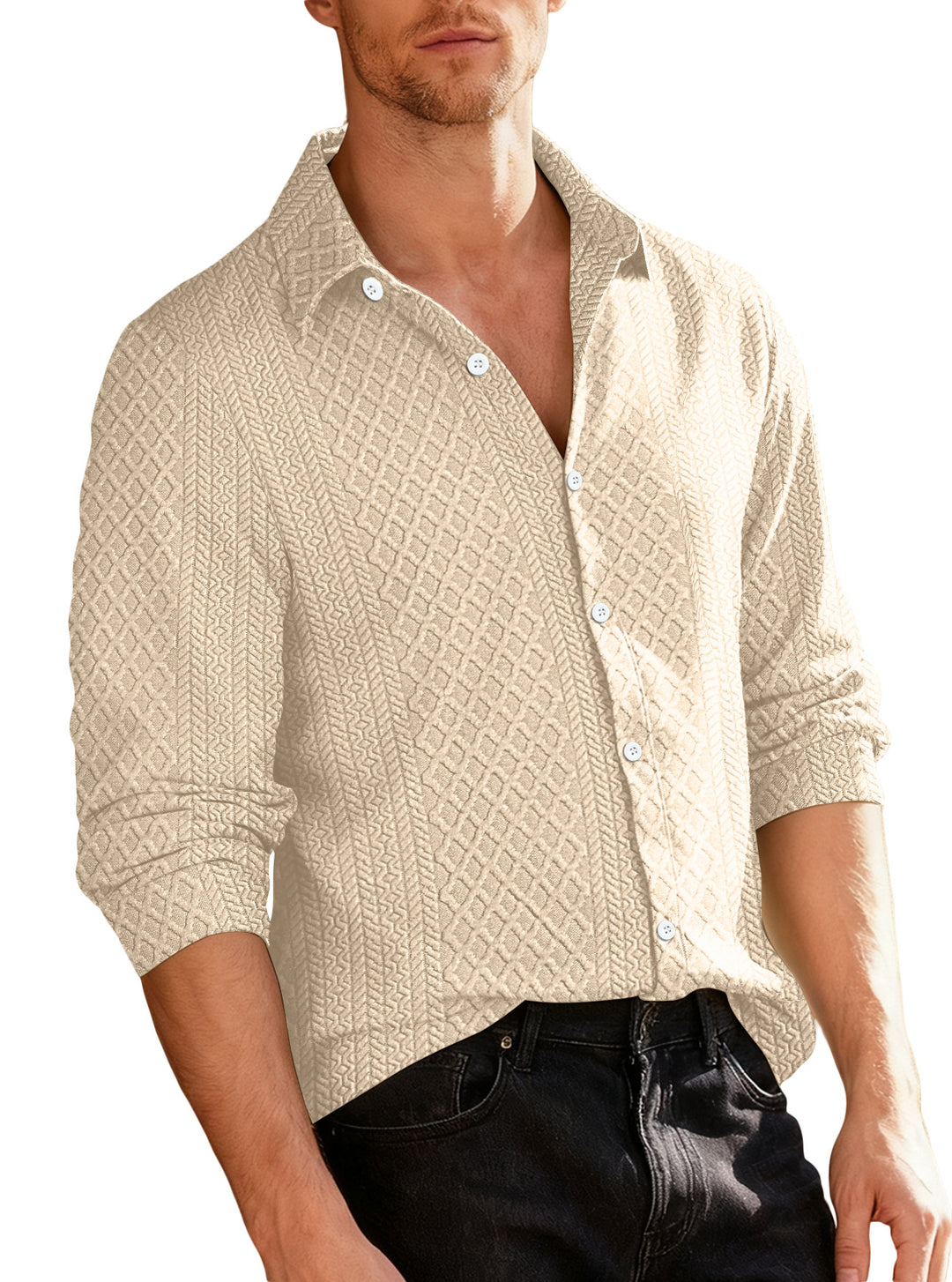 Herren strukturiertes Langarmhemd mit modernem Design Aliams