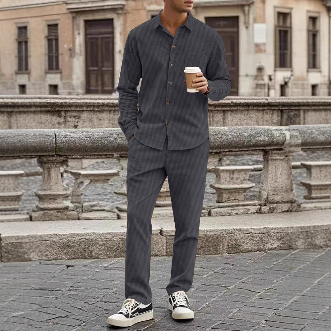 Herren Elegantes Freizeit Set aus weichem Cordstoff mit modernen Details Aliams