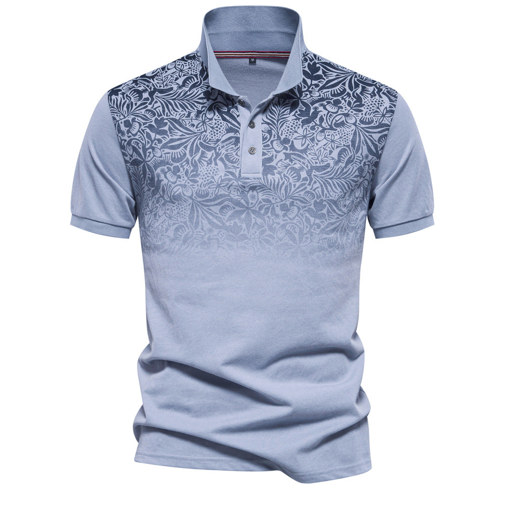 Herren Kurzarm Poloshirt mit floralen Mustern und modernen Designelementen Aliams