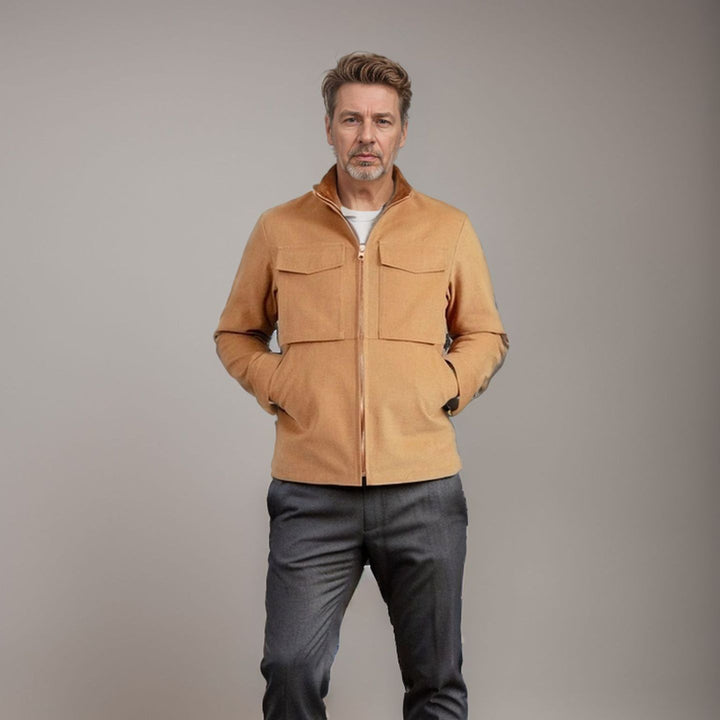 Herren praktische Utility-Jacke mit großen aufgesetzten Taschen Aliams