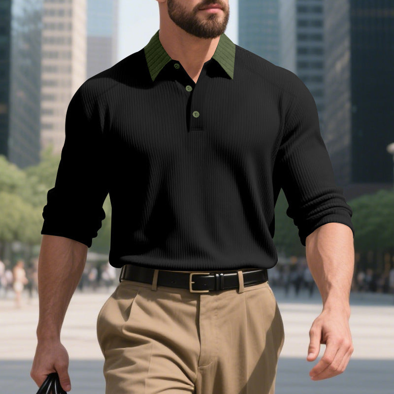 Herren Poloshirt mit strukturiertem Baumwollstoff und stylishen Kontrastdetails Aliams