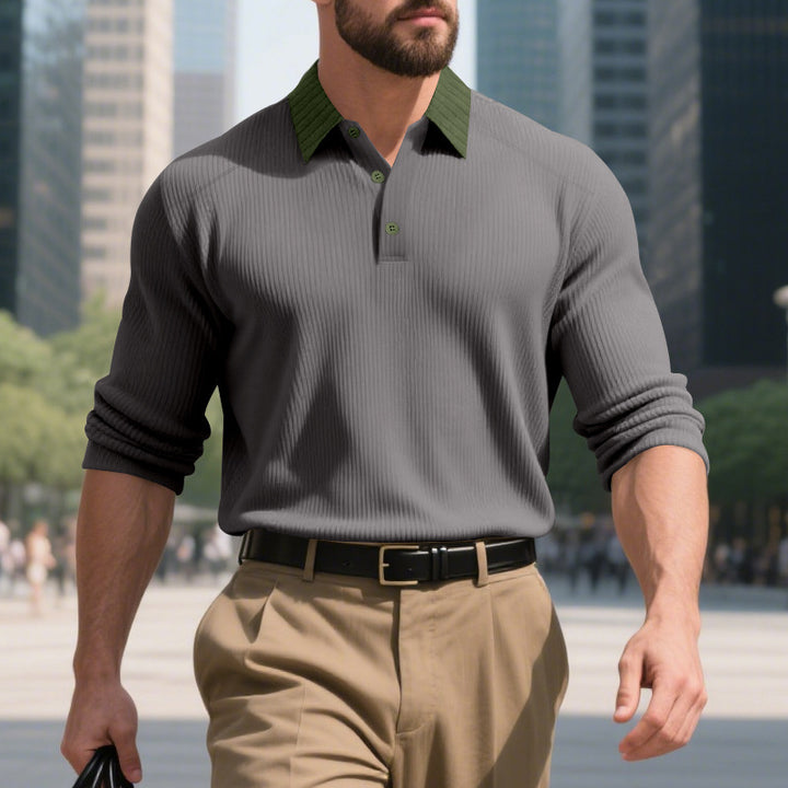 Herren Poloshirt mit strukturiertem Baumwollstoff und stylishen Kontrastdetails Aliams