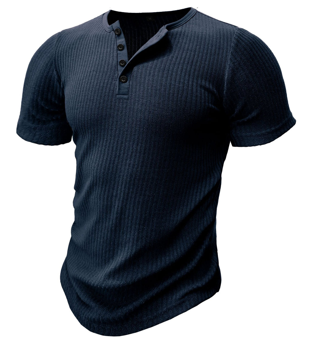 Herren Kurzarm-Henley Shirt mit strukturierter Oberfläche Aliams