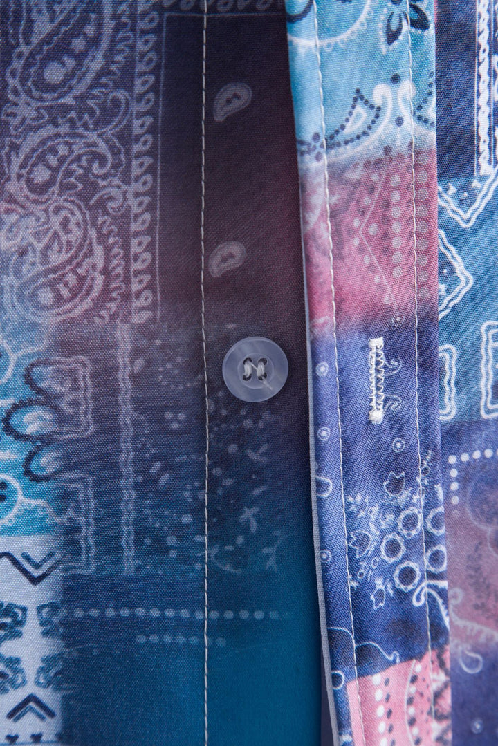 Herren Kurzarmhemd im kreativen Bandana-Design mit stilvollem Stehkragen Aliams