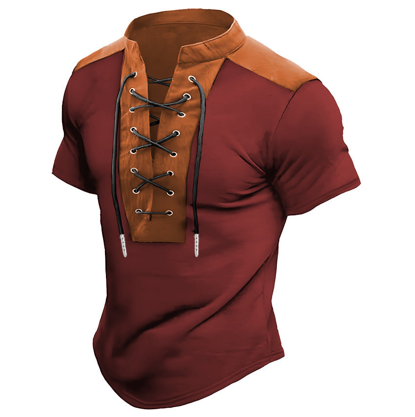 Herren Freizeit Schnürtop mit kurzen Ärmeln Aliams