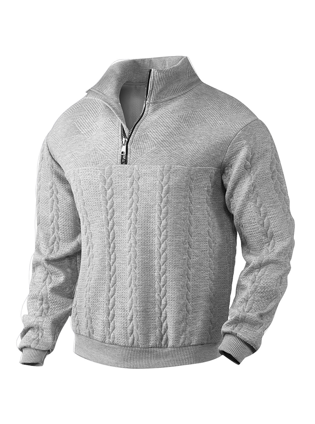 Herren Hoher Kragen Strickpullover mit Reißverschluss Aliams