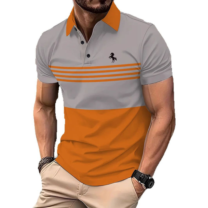 Herren Kurzarm Poloshirt mit stylischem Streifenmuster Aliams