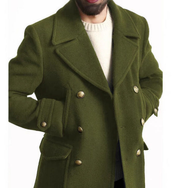 Herren eleganter Doppelt breiter Wintermantel Aliams