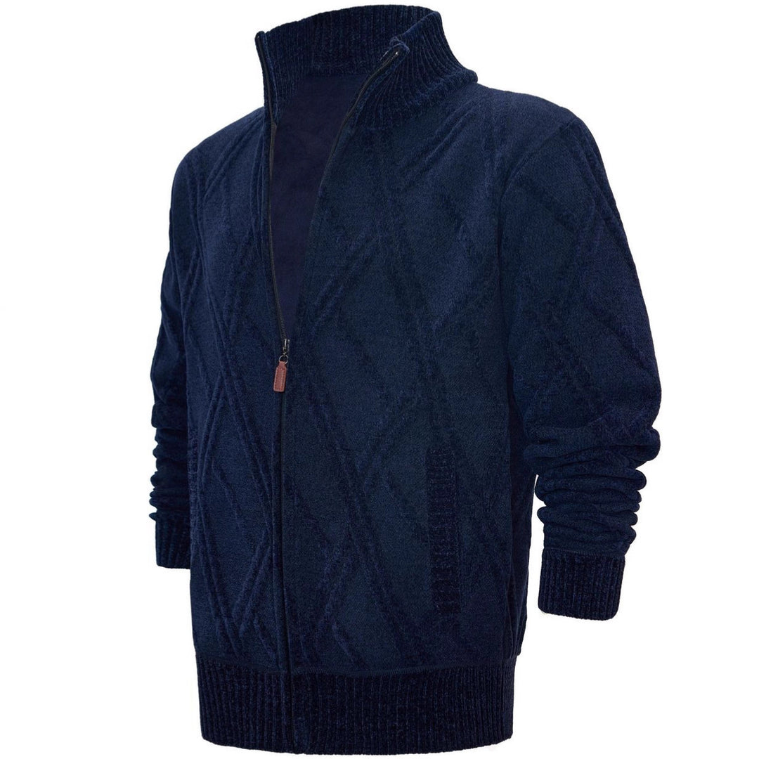 Herren Fleece-Jacke mit strukturierter Oberfläche und hohem Kragen Aliams