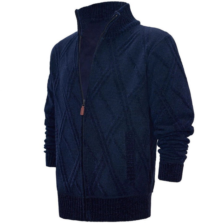 Herren Fleece-Jacke mit strukturierter Oberfläche und hohem Kragen Aliams