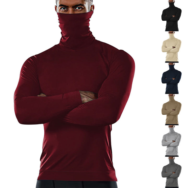 Herren funktionales Langarmshirt mit hohem Kragen und feuchtigkeitsregulierendem Material Aliams