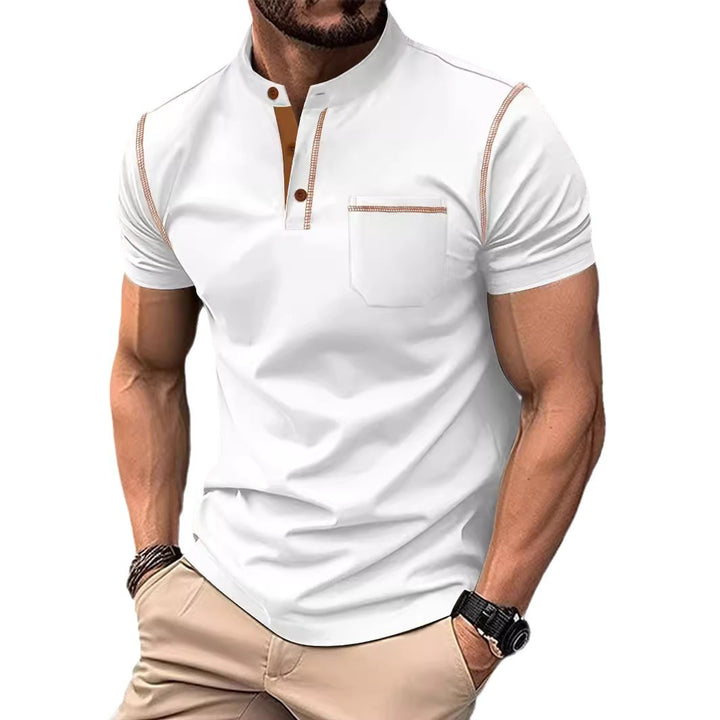 Herren Kurzarm Poloshirt mit modischem Stehkragen und praktischer Brusttasche Aliams