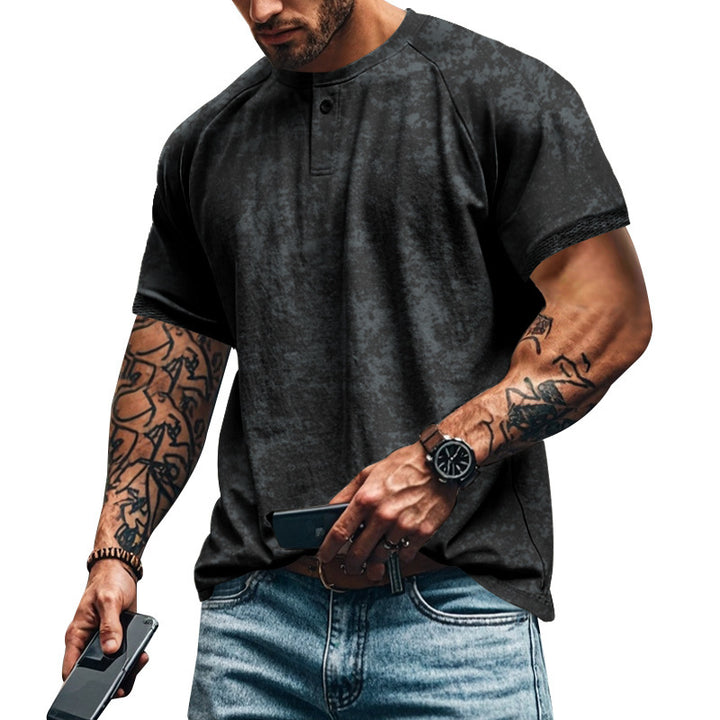 Herren Kurzarm-Henley-Shirt mit strukturierten Akzenten und sportlichem Schnitt Aliams