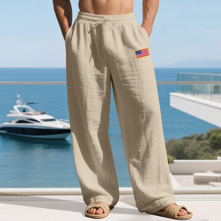 Herren Bequeme Freizeit-Cargo-Hose mit elastischem Bund und Seitentaschen Aliams