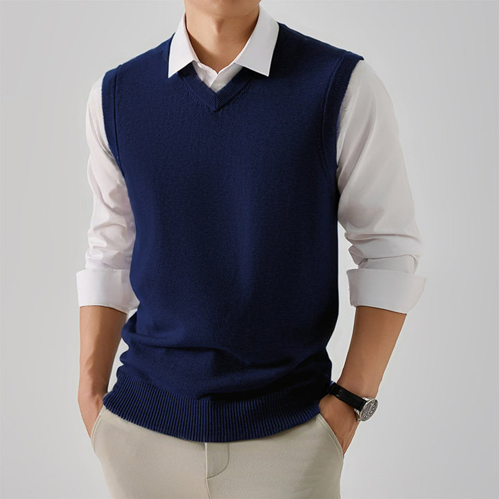 Herren eleganter V-Ausschnitt Pulloverweste Aliams
