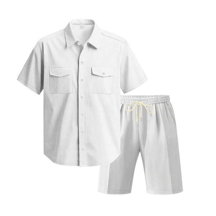 Herren Kurzarm-Hemd und Shorts Set mit praktischen Taschen und bequemer Passform Aliams