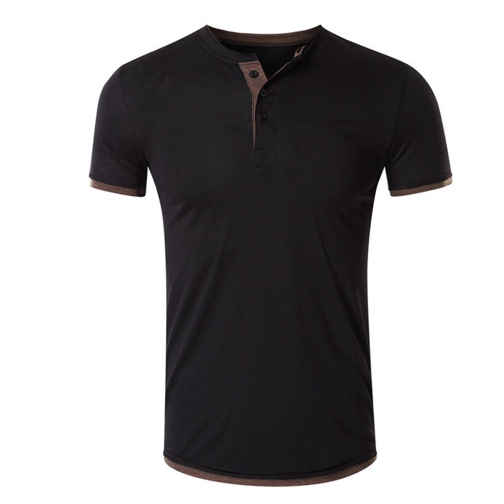 Herren Kurzarm-Henley-Shirt aus atmungsaktivem Baumwollmix mit stylischem Kragen Aliams