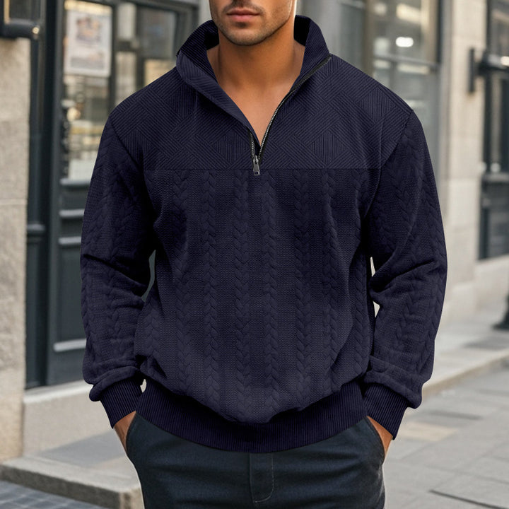 Herren Strickpullover mit modernem Stehkragen und Reißverschluss Aliams