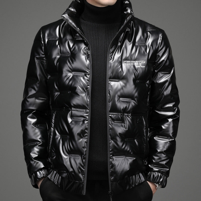 Herren glänzende Steppjacke mit hochabschließendem Kragen Aliams