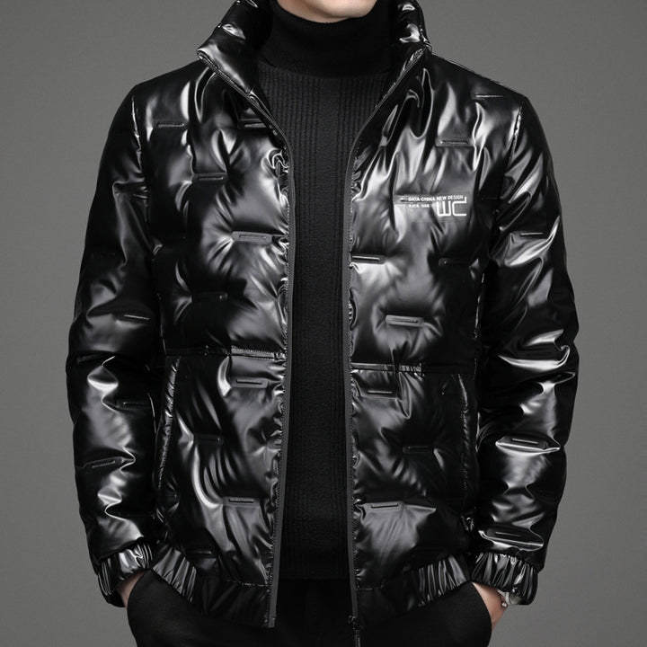 Herren glänzende Steppjacke mit hochabschließendem Kragen Aliams