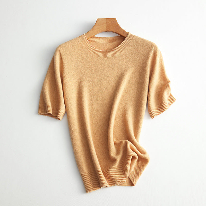 Damen Kurzarm Cashmere-Mix Pullover Aliams