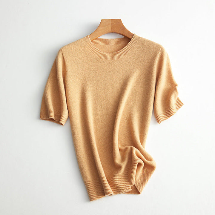 Damen Kurzarm Cashmere-Mix Pullover Aliams