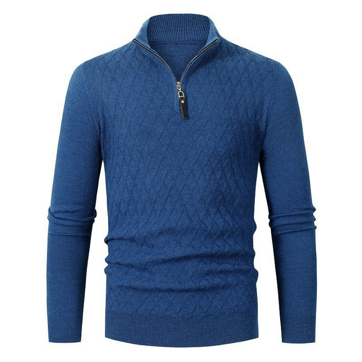 Herren Strickpullover mit modernem Rautenmuster und Reißverschluss Aliams