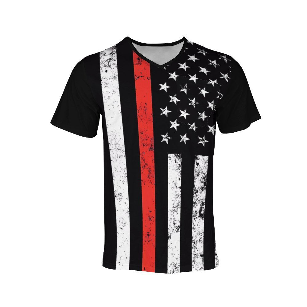 Herren V-Ausschnitt T-Shirt mit einzigartigem Flaggenmotiv Aliams